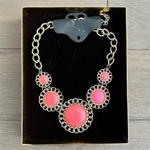 Gold and Coral Statement Necklace